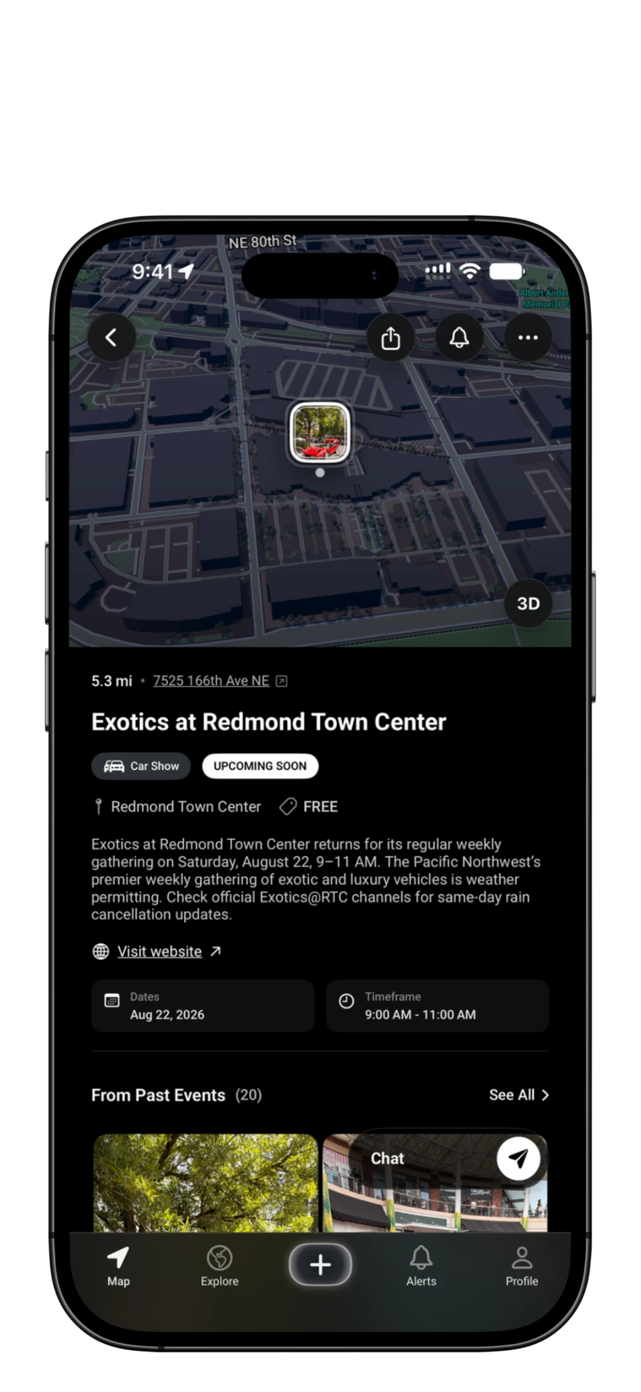RevvRadar event details for Exotics at Redmond Town Center